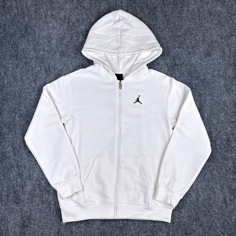 Jordan Boys Small 8-10Yrs White Jumpman Logo Full Zip Hoodie NWT